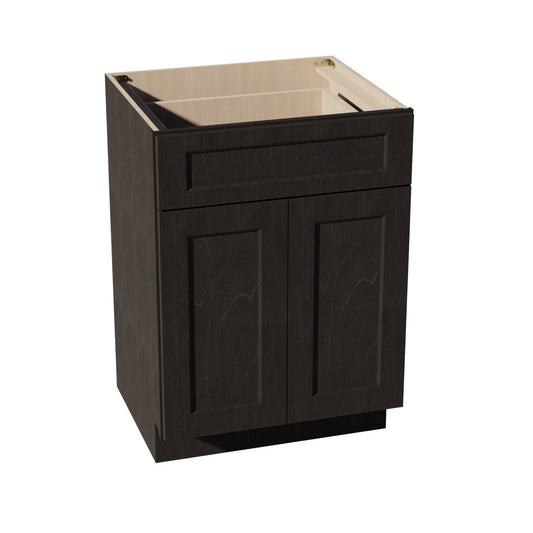 VB2421-SDG  Vanity Base Cabinet 2 Doors & 1 Drawer - Shaker Style - Dark Grey   24"W x 34-1/2"H x 24"D