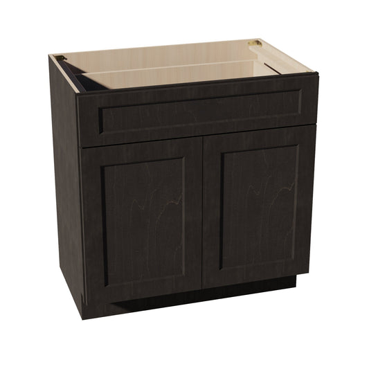 VB3321-SDG  Vanity Base Cabinet 2 Doors & 1 Drawer - Shaker Style - Dark Grey   33"W x 34-1/2"H x 24"D