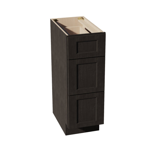 VDB1221-SDG  Vanity Base Cabinet 3 Drawers - Shaker Style - Dark Grey   12"W x 34-1/2"H x 21"D