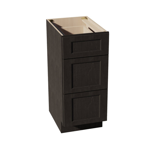 VDB1521-SDG  Vanity Base Cabinet 3 Drawers - Shaker Style - Dark Grey   15"W x 34-1/2"H x 21"D