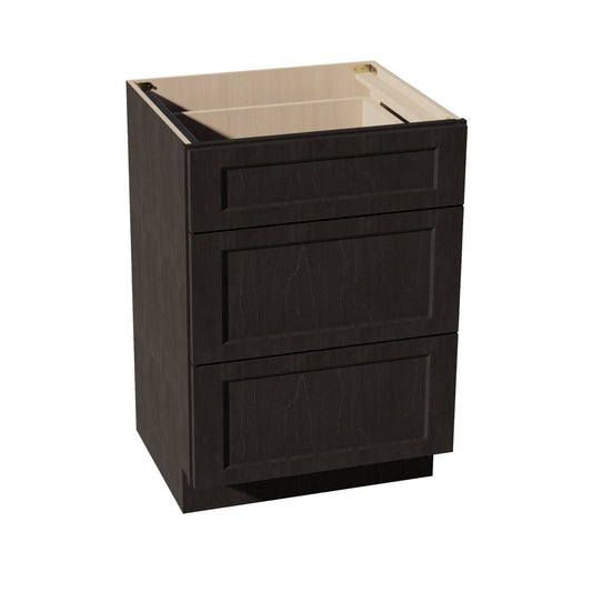 VDB2421-SDG  Vanity Base Cabinet 3 Drawers - Shaker Style - Dark Grey   24"W x 34-1/2"H x 21"D
