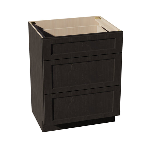 VDB2721-SDG  Vanity Base Cabinet 3 Drawers - Shaker Style - Dark Grey   27"W x 34-1/2"H x 21"D