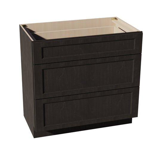 VDB3621-SDG  Vanity Base Cabinet 3 Drawers - Shaker Style - Dark Grey   36"W x 34-1/2"H x 21"D