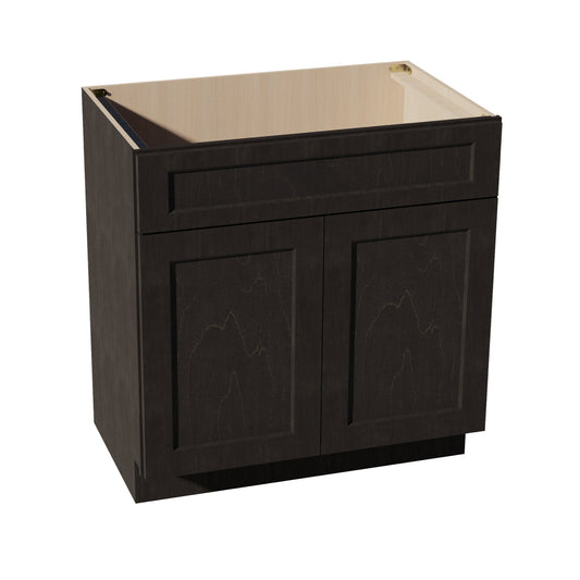 VSB3321-SDG  Vanity Sink Base 1 False Drawer & 2 Doors - Shaker Style - Dark Grey   30"W x 34-1/2"H x 21"D