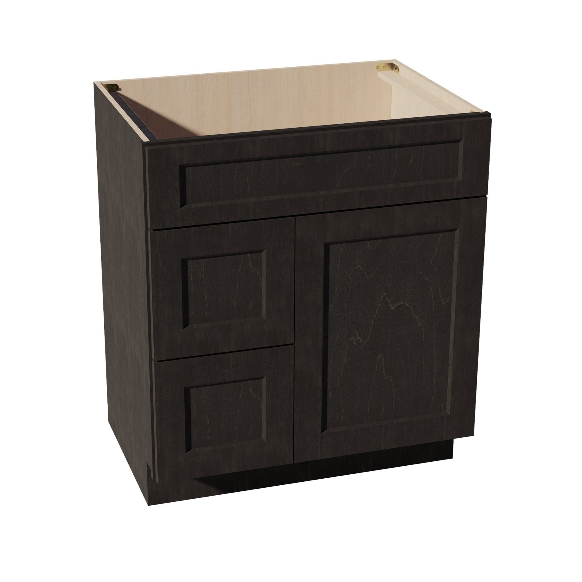 VSD3021L-SDG  Vanity Sink Base 2 Doors & 2 Left Drawers Offset - Shaker Style - Dark Grey   30"W x 34-1/2"H x 21"D