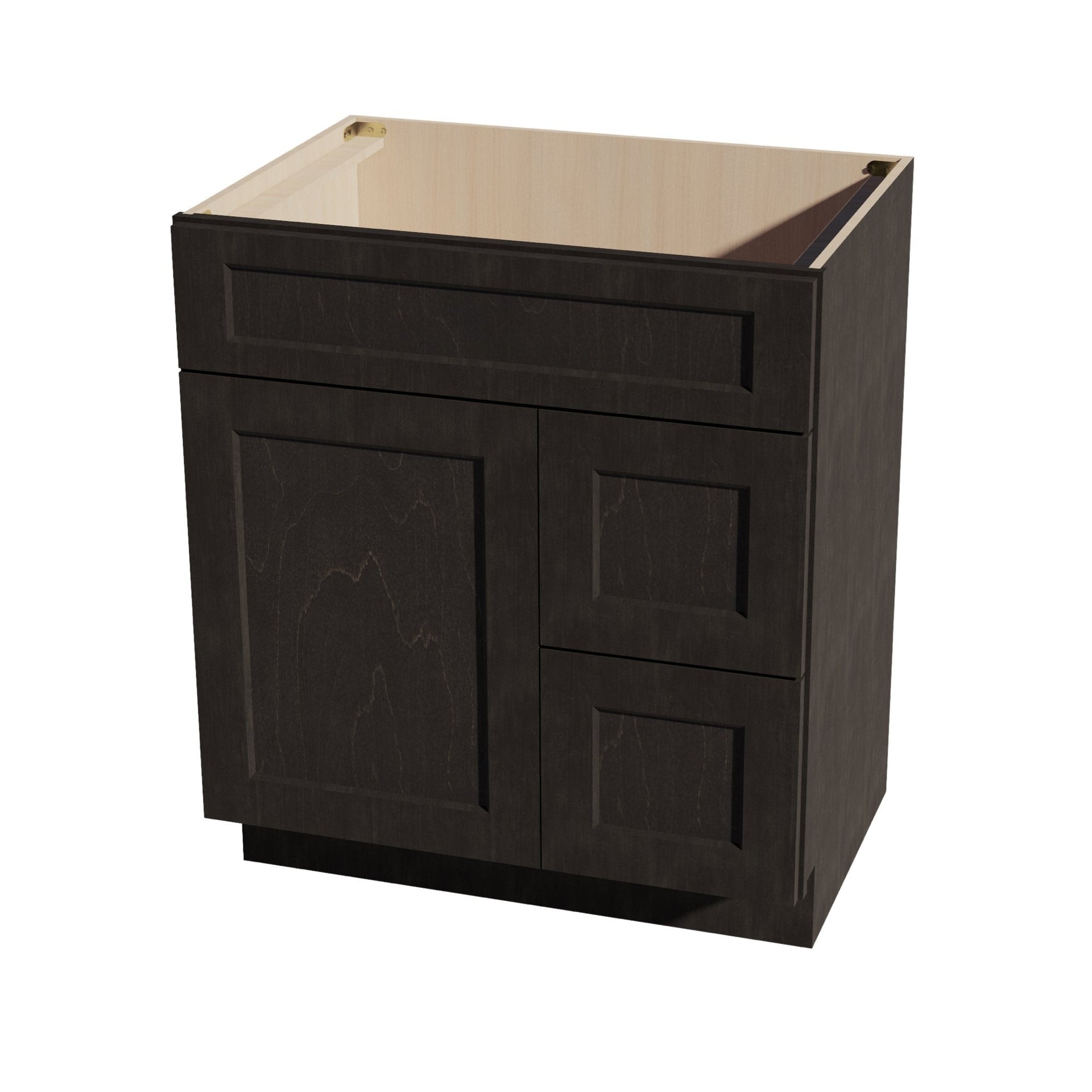 VSD3021R-SDG  Vanity Sink Base 2 Doors & 2 Right Drawers Offset - Shaker Style - Dark Grey   30"W x 34-1/2"H x 21"D