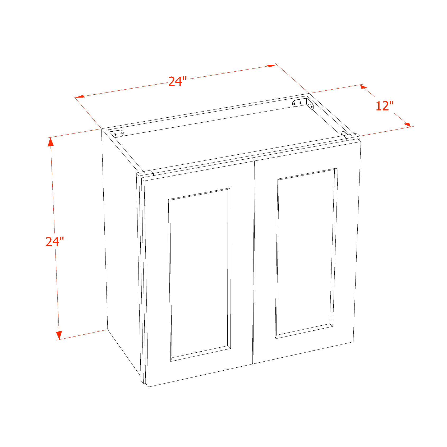 W2424-SDG  Wall Cabinet 2 Doors & 2 Shelves - Shaker Style - Dark Grey   24"W x 24"H x 12"