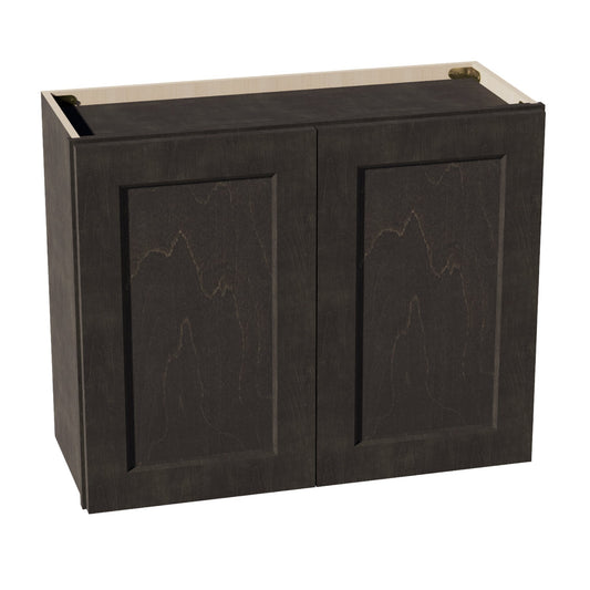 W3024-SDG  Wall Cabinet 2 Doors & 2 Shelves - Shaker Style - Dark Grey   30"W x 24"H x 12"D