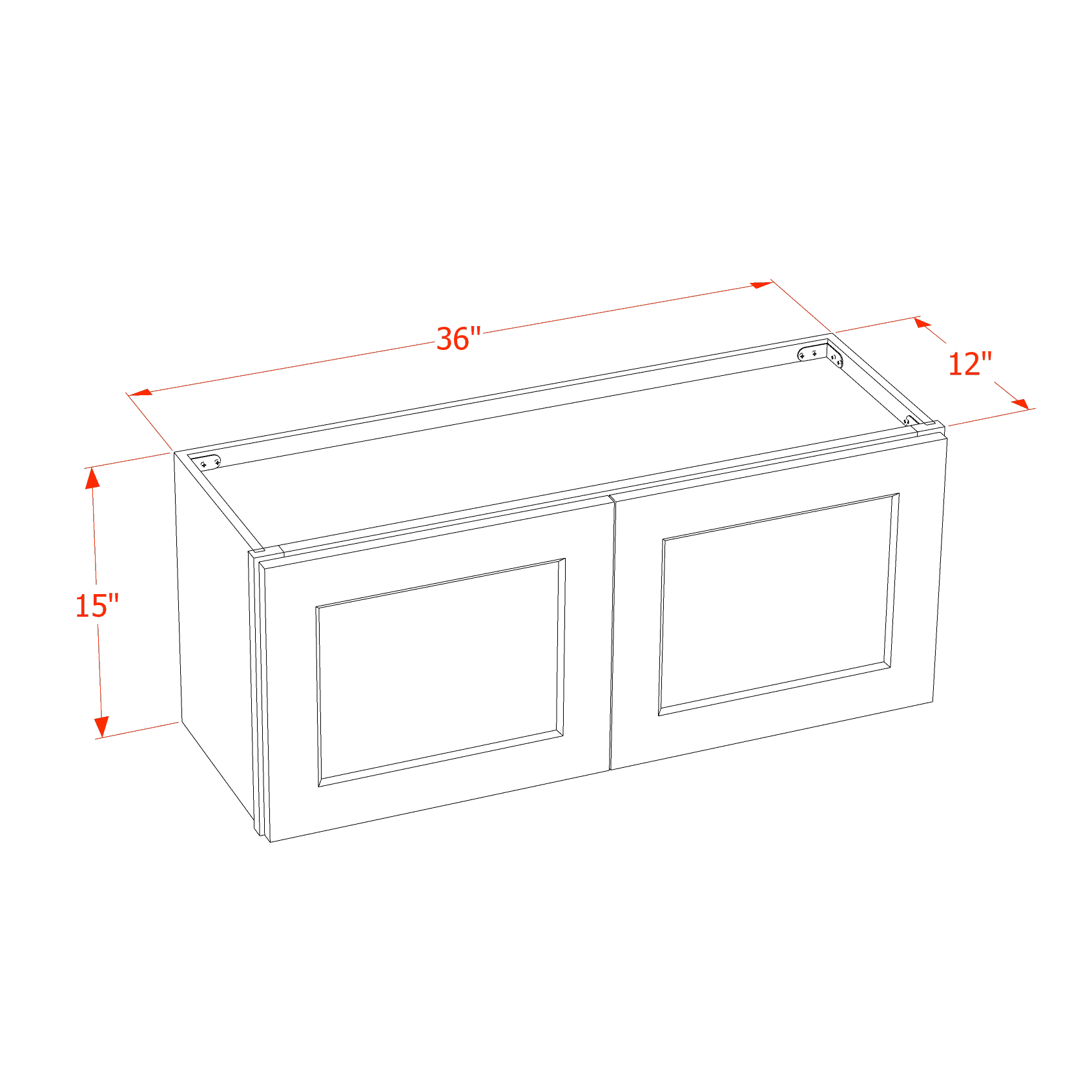 W3615-SDG  Wall Cabinet 2 Doors & 2 Shelves - Shaker Style - Dark Grey   36"W x 15"H x 12"D