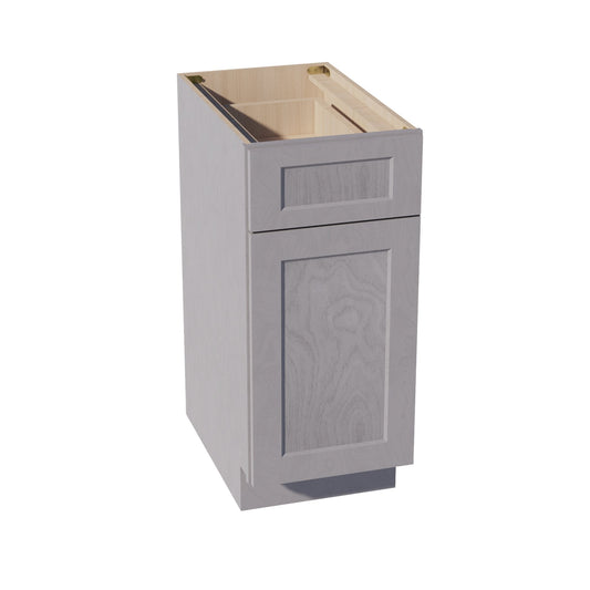 B15-SWG: Shaker Washed Grey 15" 1 Drawer 1 Door Standard Base Cabinet