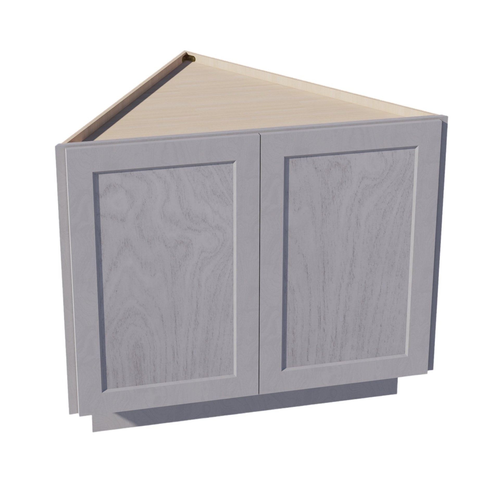BEC24-SWG Base Cabinet 2 Full Height Door Angle - Shaker Style - Washed Grey   24"D x 34-1/2"H x 24"D