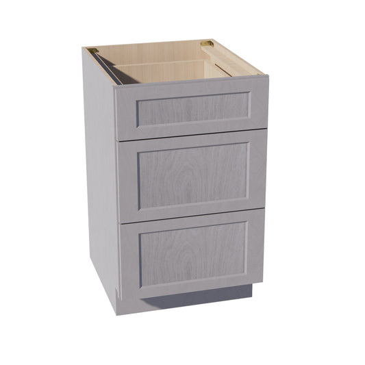 DB21-SWG Base Cabinet 3 Drawers - Shaker Style - Washed Grey   21"W x 34-1/2"H x 24"D