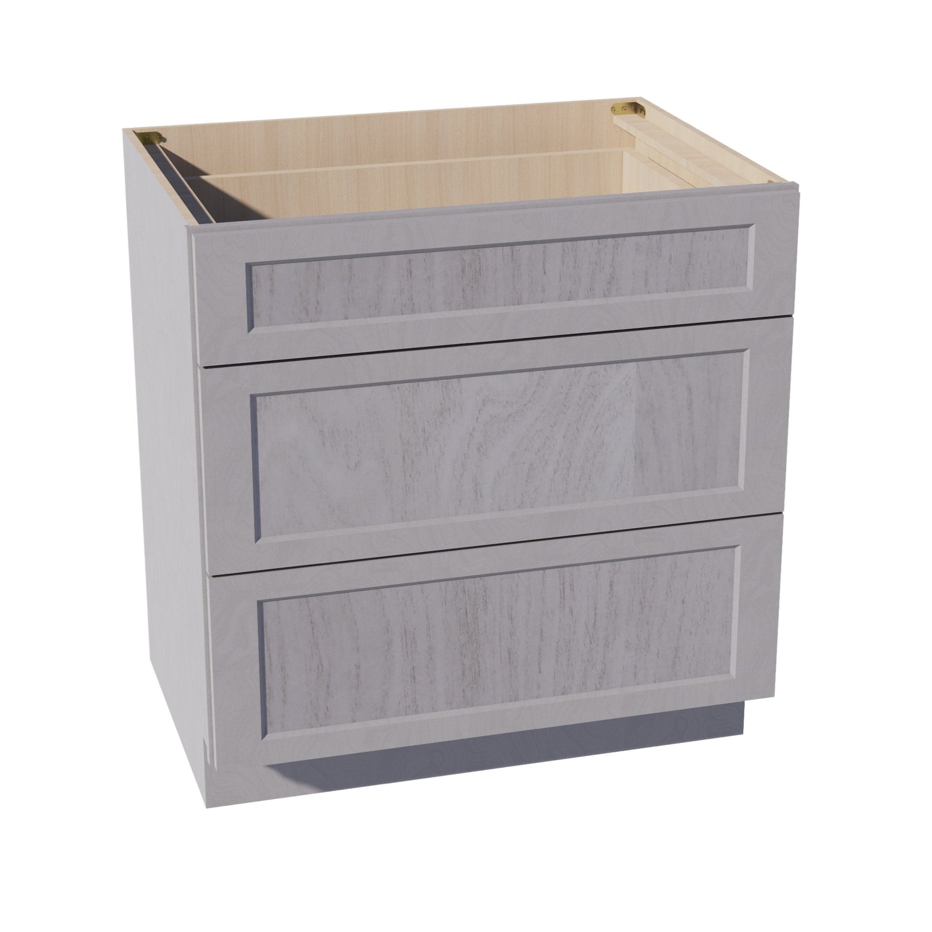 DB33-SWG Base Cabinet 3 Drawers - Shaker Style - Washed Grey   33"W x 34-1/2"H x 24"D