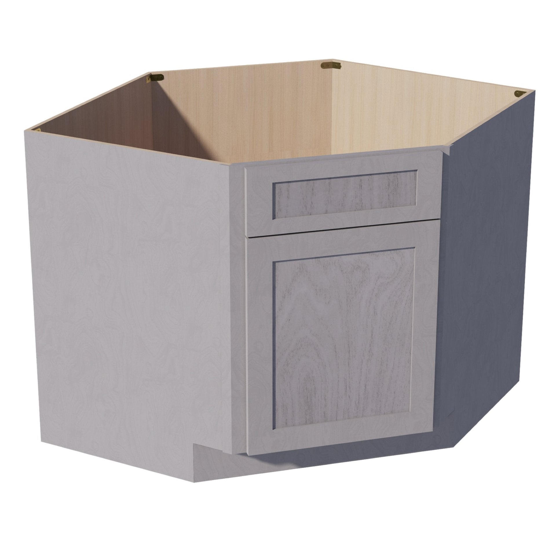 DSB42-SWG Base Cabinet 1 Door 1 False Drawer Corner Sink - Shaker Style - Washed Grey   27"W x 34-1/2"H x 24"D