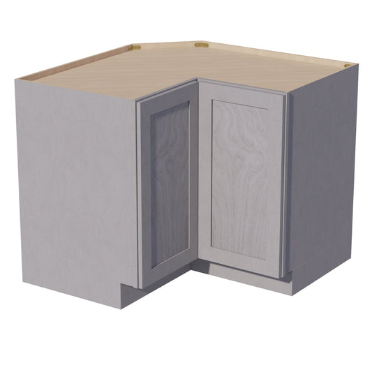 LSB36-SWG Base Cabinet 2 Door Corner Lazy Susan  - Shaker Style - Washed Grey   18"x18"W x 34-1/2"H x 24"D