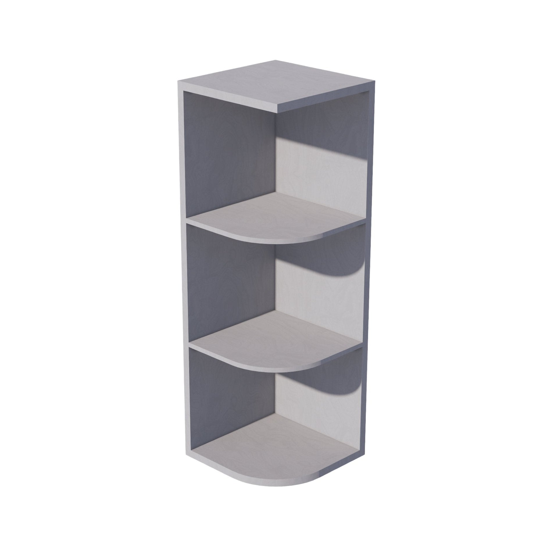 OE1236-SWG Wall End 4 Shelf Cabinet - Shaker Style - Washed Grey   12"W x 36"H x 12"D