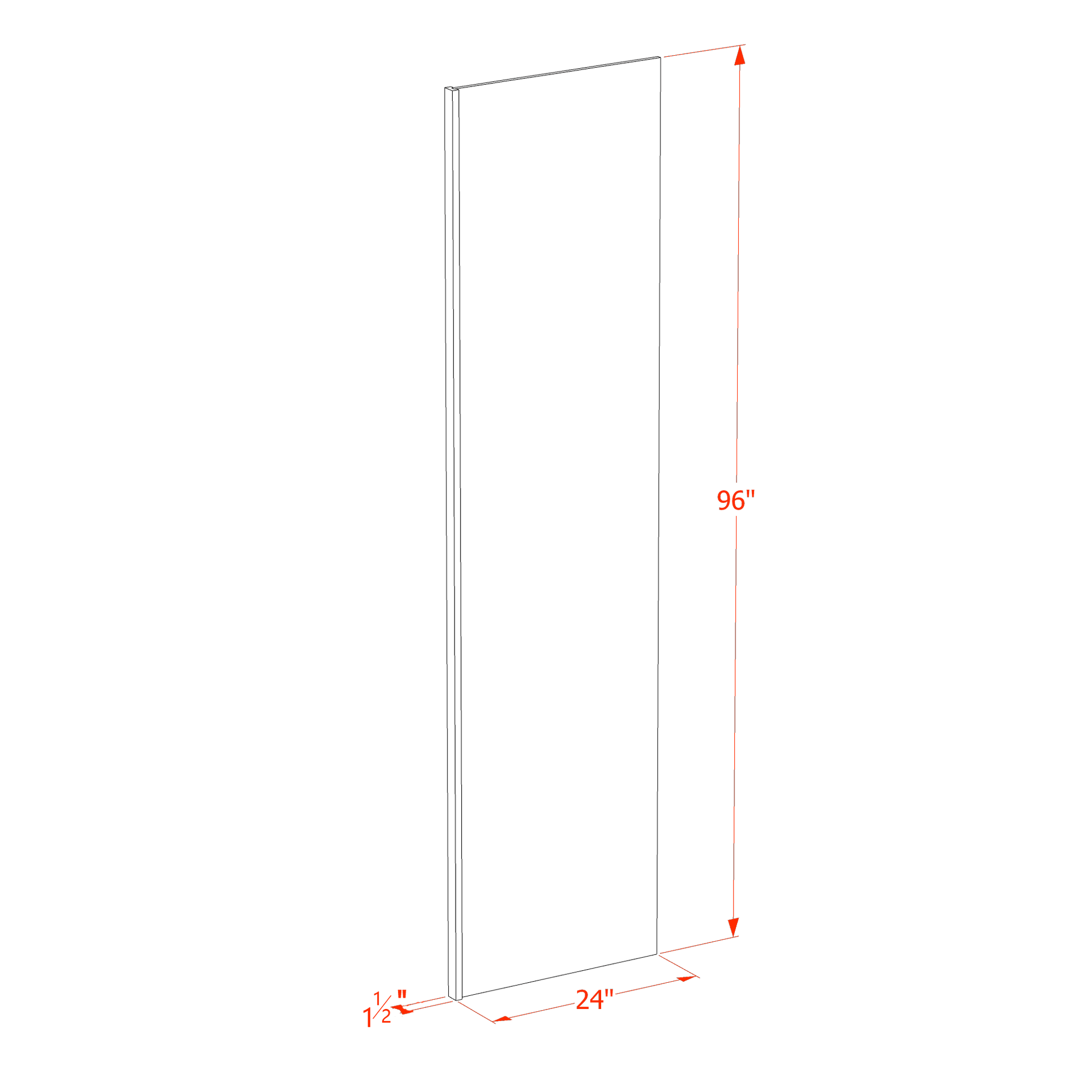 REP2496-SWG Refrigerator Return Panel - Shaker Style - Washed Grey   1-1/2"W x 96"H x 24"D