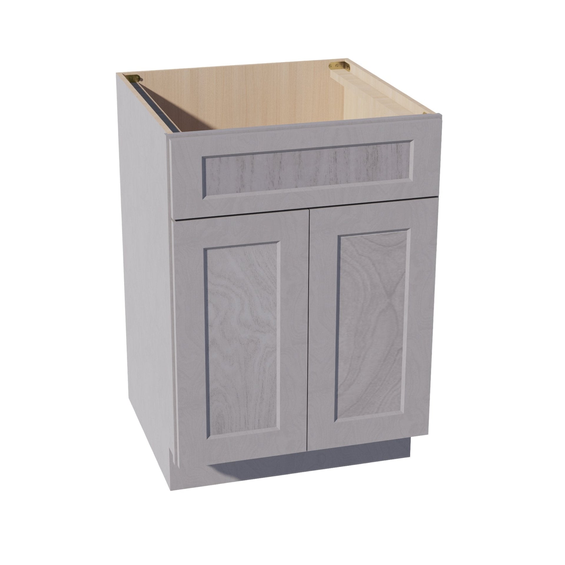 SB24-SWG Sink Base Cabinet 2 Door 2 False Drawer  - Shaker Style - Washed Grey   24"W x 34-1/2"H x 24"D