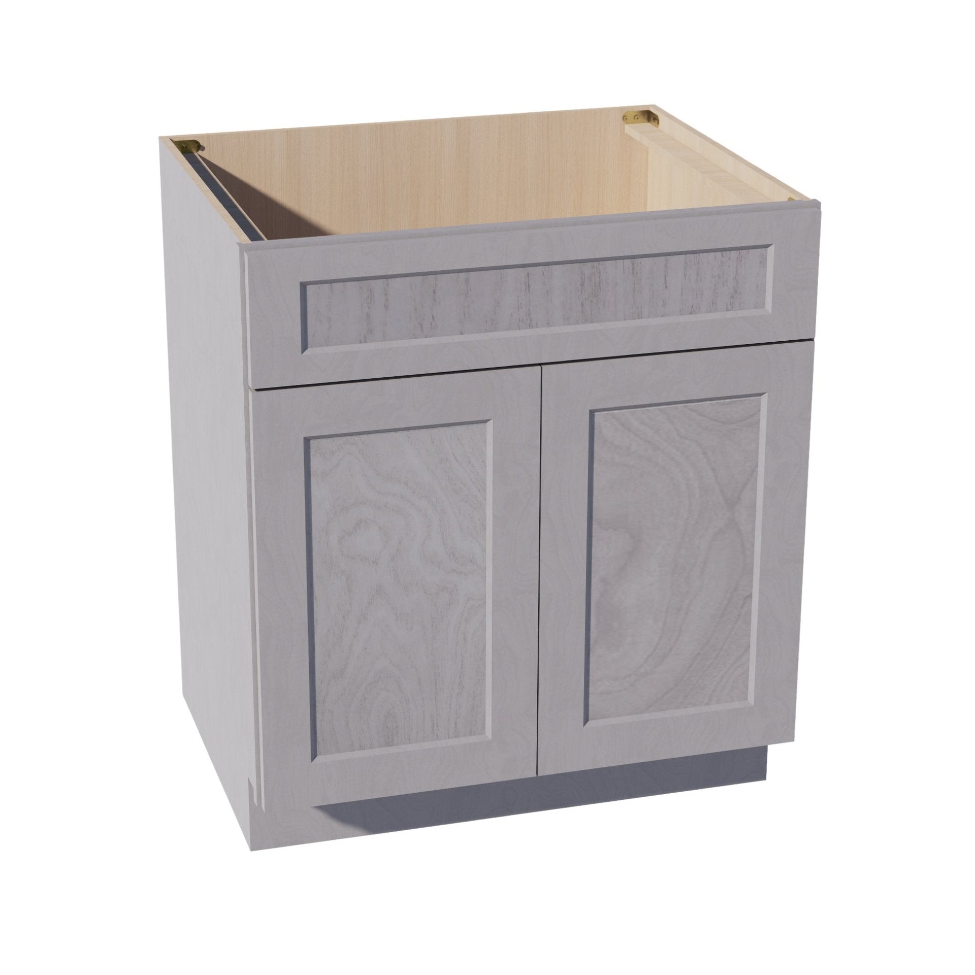 SB30-SWG Sink Base Cabinet 2 Door 2 False Drawer  - Shaker Style - Washed Grey   30"W x 34-1/2"H x 24"D