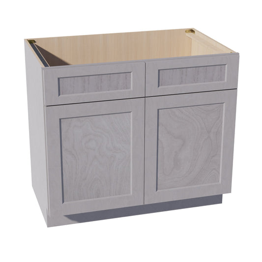SB39-SWG Sink Base Cabinet 2 Door 2 False Drawer  - Shaker Style - Washed Grey   39"W x 34-1/2"H x 24"D