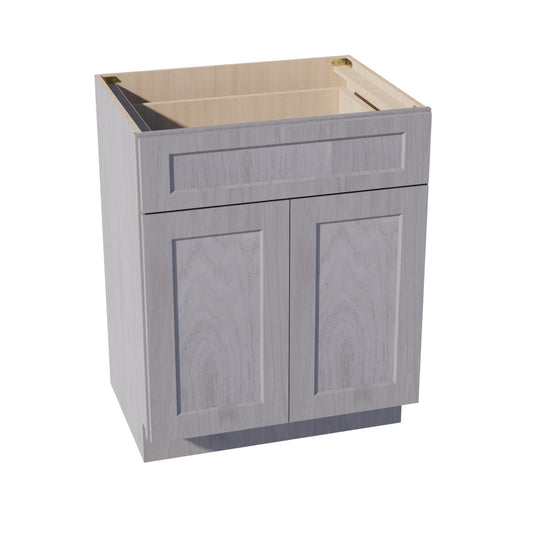 VB2721-SWG Vanity Base Cabinet 2 Doors & 1 Drawer - Shaker Style - Washed Grey   27"W x 34-1/2"H x 24"D