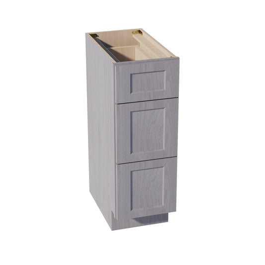 VDB1221-SWG Vanity Base Cabinet 3 Drawers - Shaker Style - Washed Grey   12"W x 34-1/2"H x 21"D