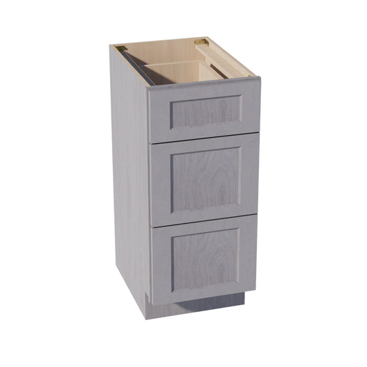 VDB1521-SWG Vanity Base Cabinet 3 Drawers - Shaker Style - Washed Grey   15"W x 34-1/2"H x 21"D