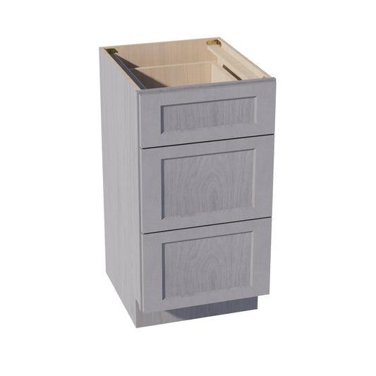 VDB1821-SWG Vanity Base Cabinet 3 Drawers - Shaker Style - Washed Grey   18"W x 34-1/2"H x 21"D