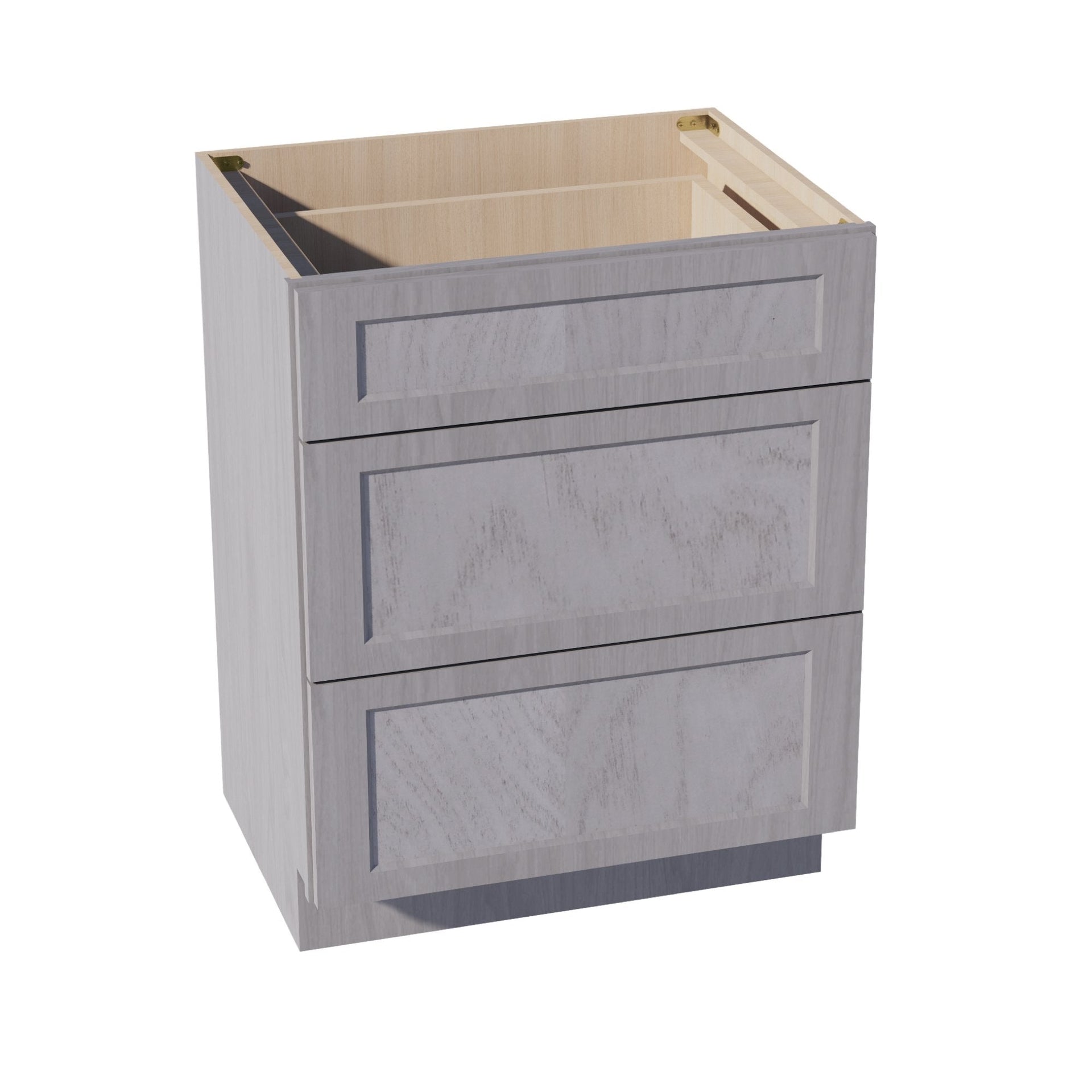 VDB2721-SWG Vanity Base Cabinet 3 Drawers - Shaker Style - Washed Grey   27"W x 34-1/2"H x 21"D