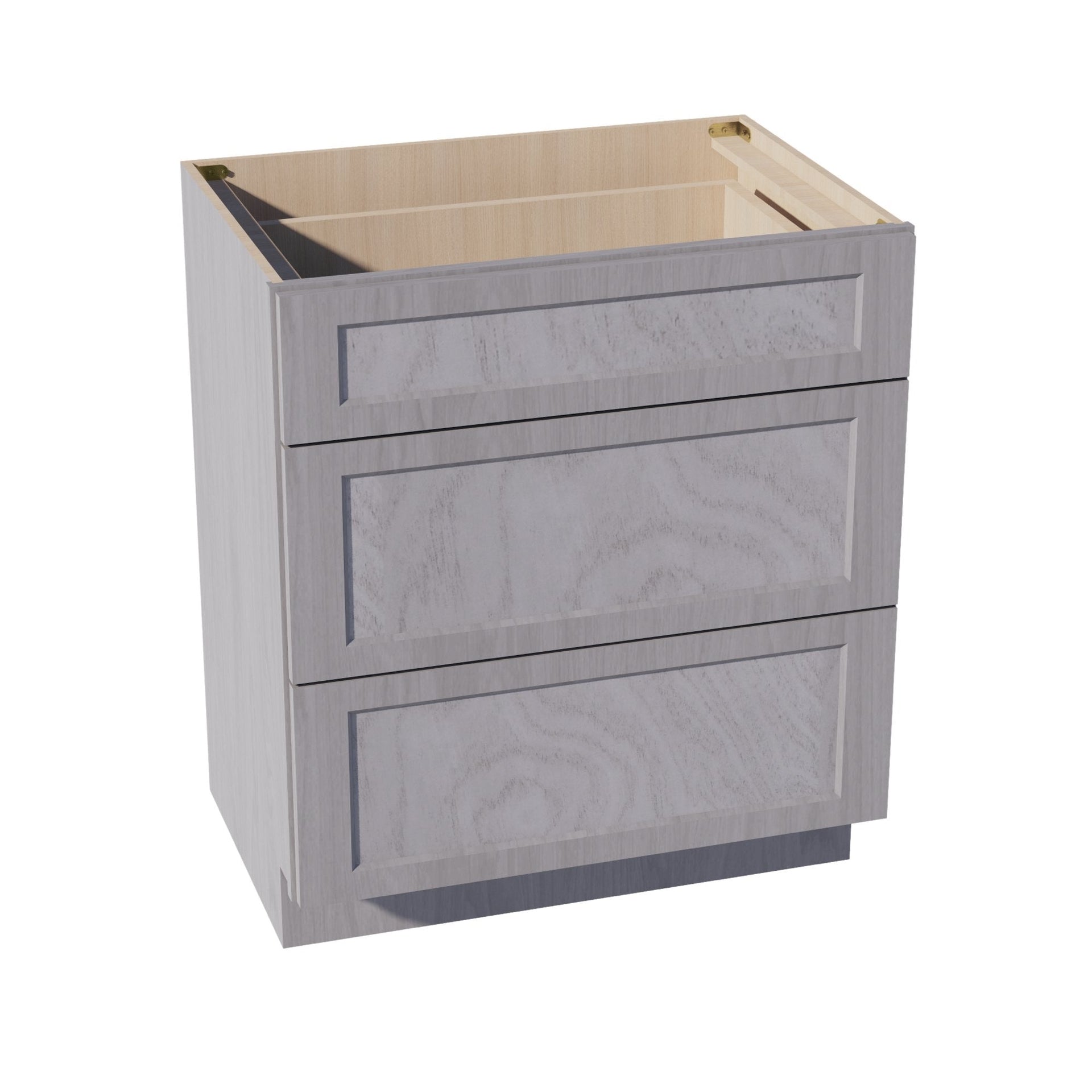 VDB3021-SWG Vanity Base Cabinet 3 Drawers - Shaker Style - Washed Grey   30"W x 34-1/2"H x 21"D