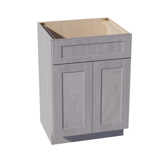 VSB2421-SWG Vanity Sink Base 1 False Drawer & 2 Doors - Shaker Style - Washed Grey   24"W x 34-1/2"H x 21"D