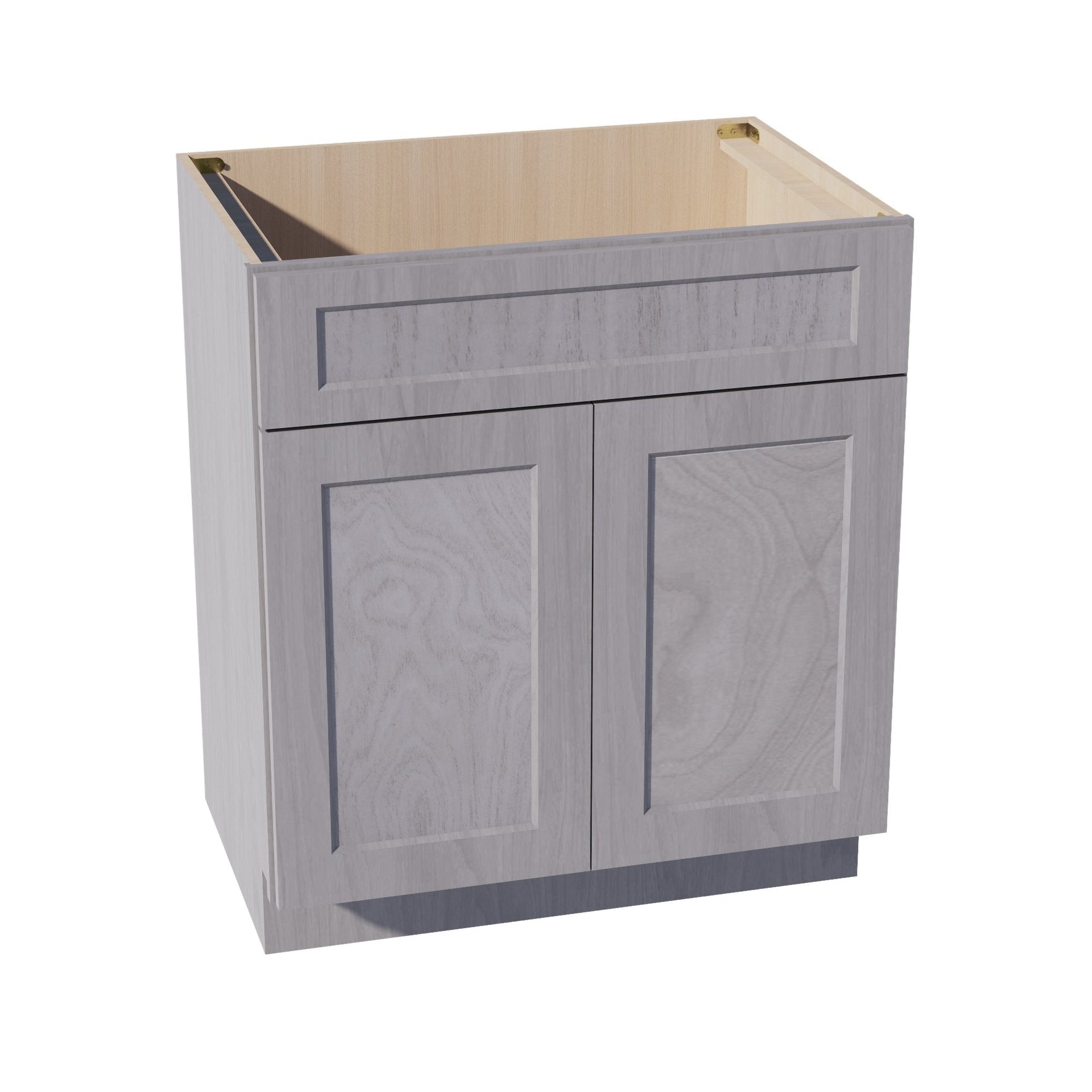 VSB3021-SWG Vanity Sink Base 1 False Drawer & 2 Doors - Shaker Style - Washed Grey   30"W x 34-1/2"H x 21"D