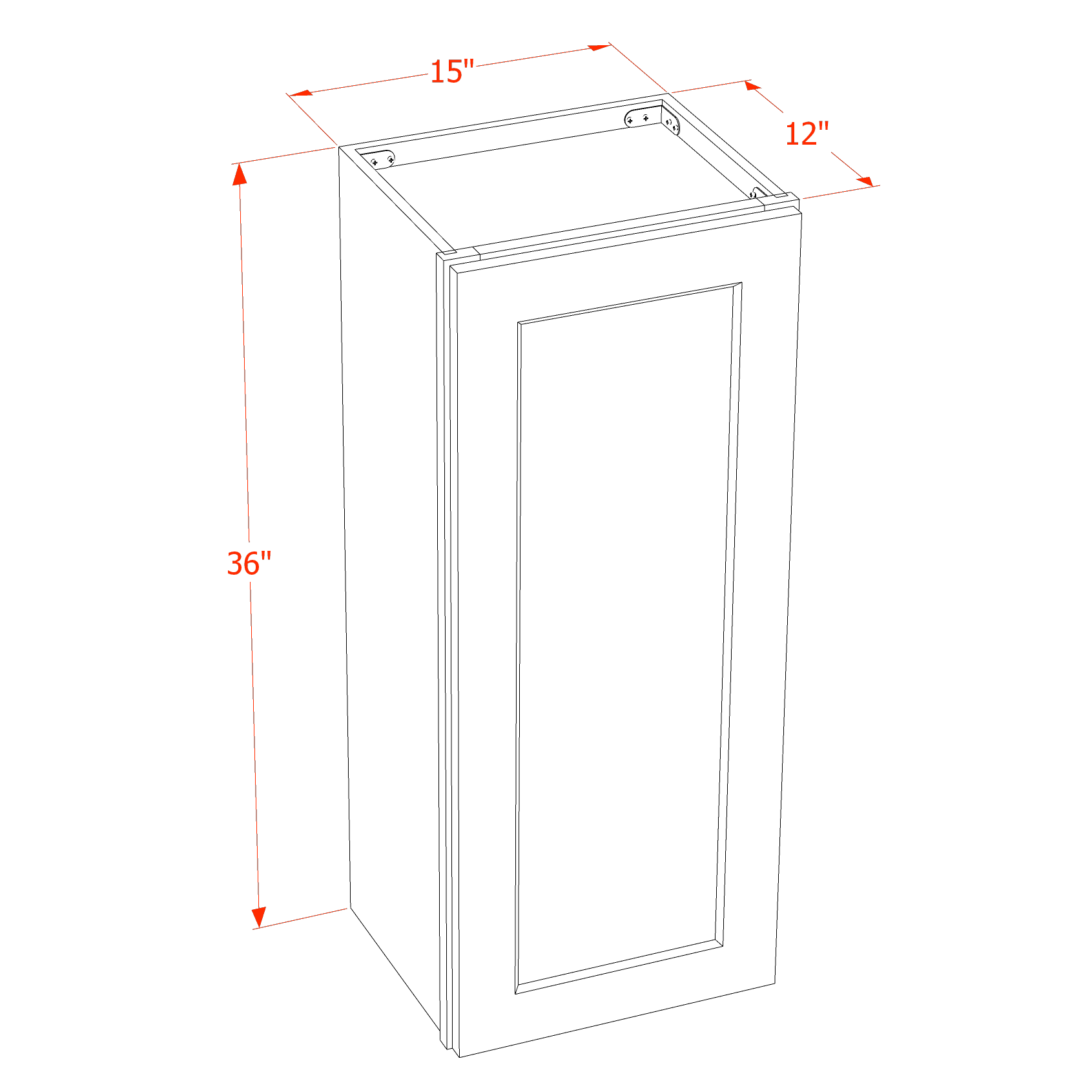 W1536-SWG Wall Cabinet 1 Door & 2 Shelves - Shaker Style - Washed Grey   15"W x 36"H x 12"D