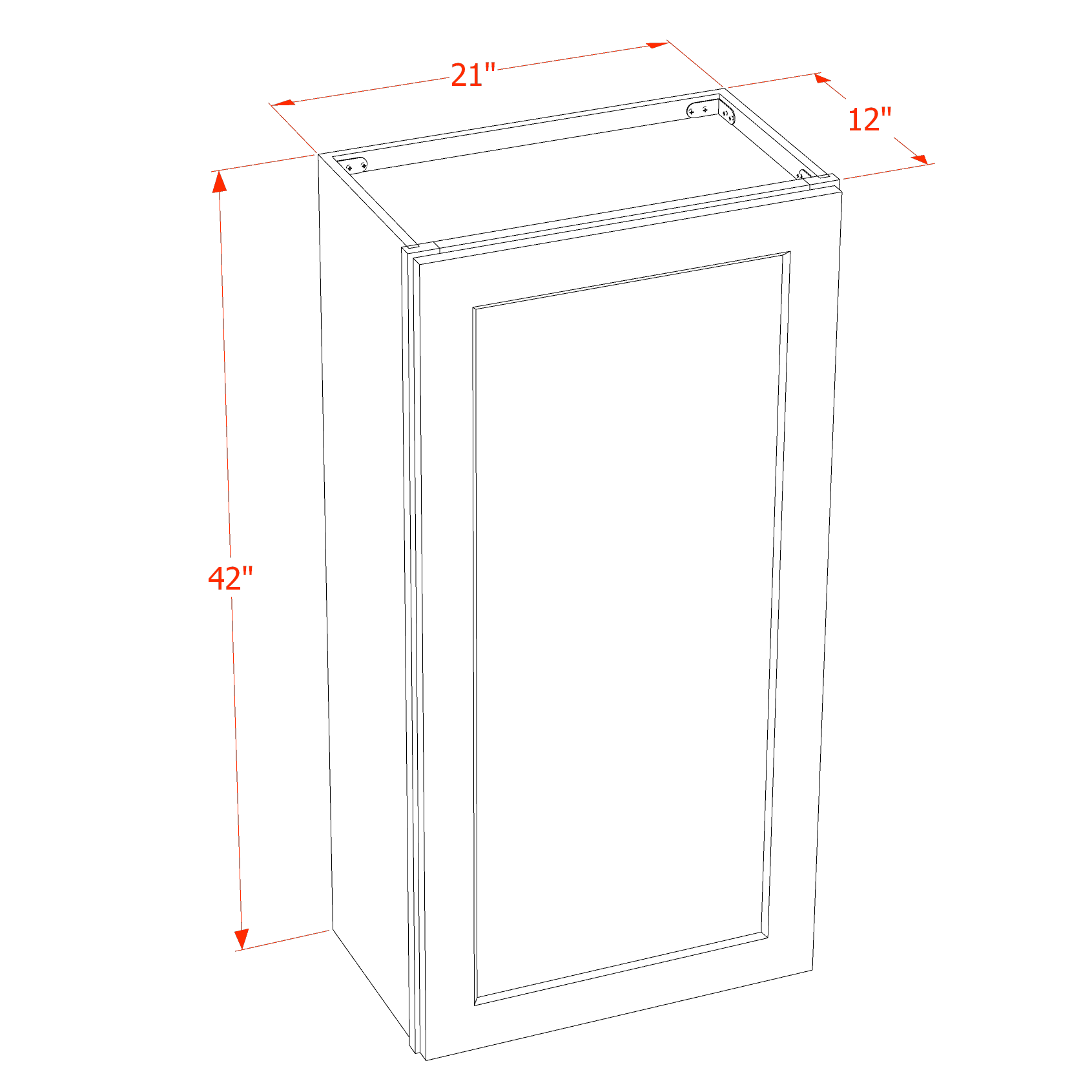 W2142-SWG Wall Cabinet 1 Door & 2 Shelves - Shaker Style - Washed Grey   21"W x 42"H x 12"D