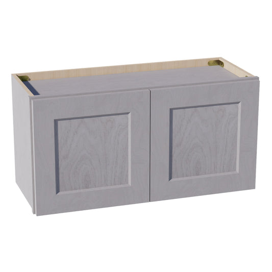 W3015-SWG Wall Cabinet 2 Doors & 2 Shelves - Shaker Style - Washed Grey   30"W x 15"H x 12"D