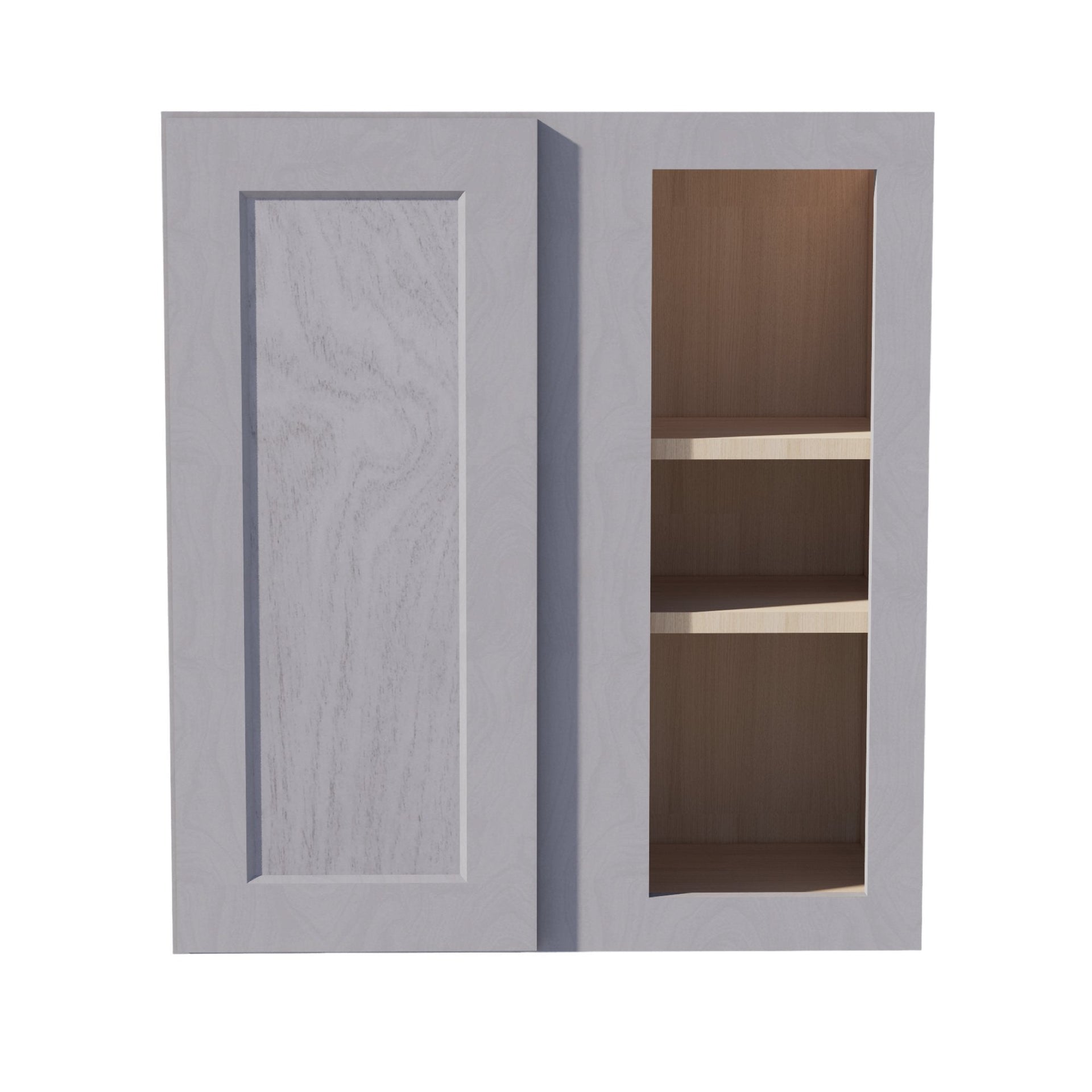 WBC2730-SWG Wall Blind Corner Cabinet 1 Door & 2 Shelves - Shaker Style - Washed Grey   27"W x 30"H x 12"D