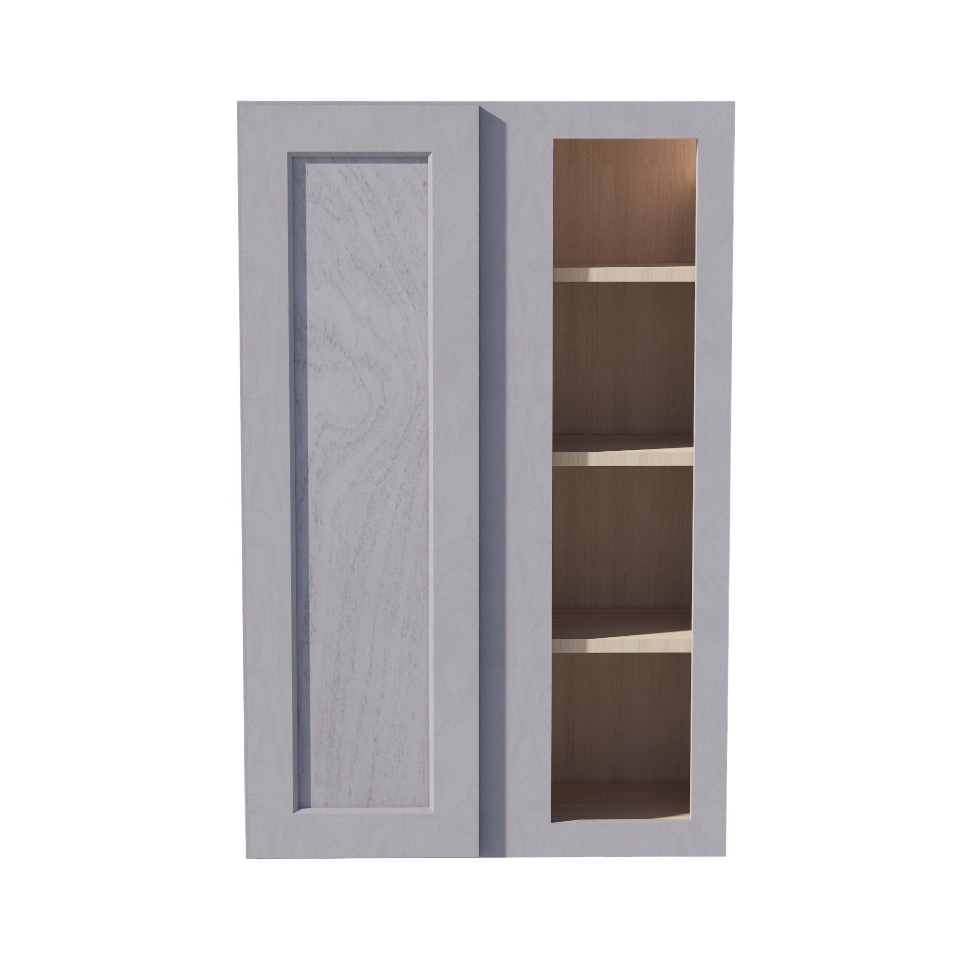 WBC2742-SWG Wall Blind Corner Cabinet 1 Door & 2 Shelves - Shaker Style - Washed Grey   27"W x 42"H x 12"D