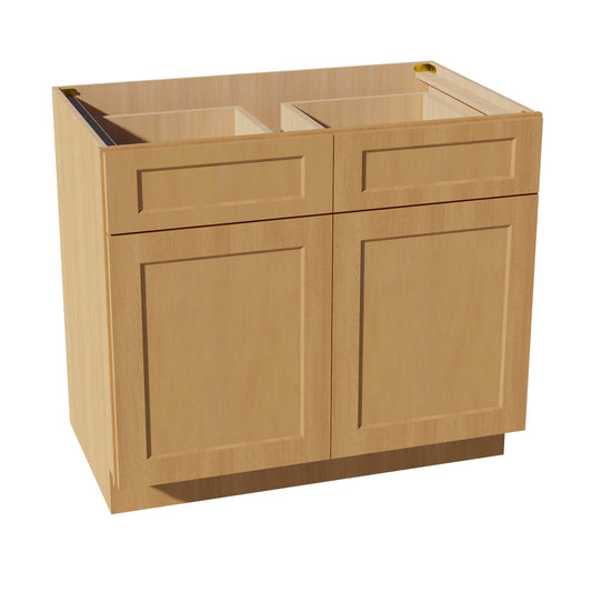 B39-ST: Shaker Timber 39" 2 Drawers 2 Doors Standard Base Cabinet