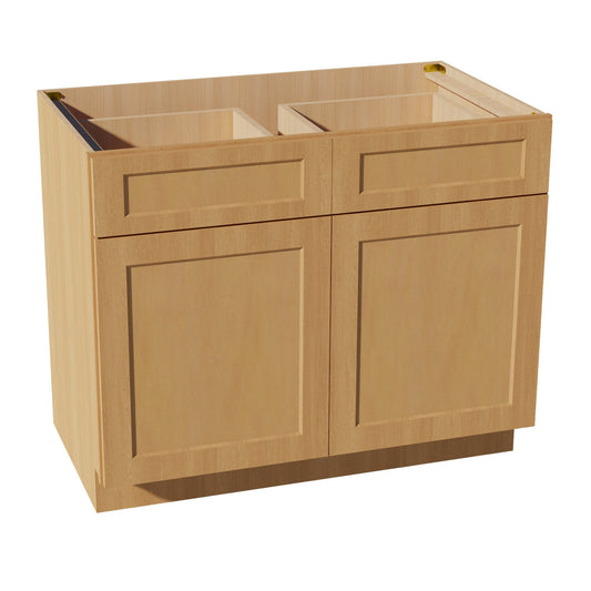 B42-ST: Shaker Timber 42" 2 Drawers 2 Doors Standard Base Cabinet