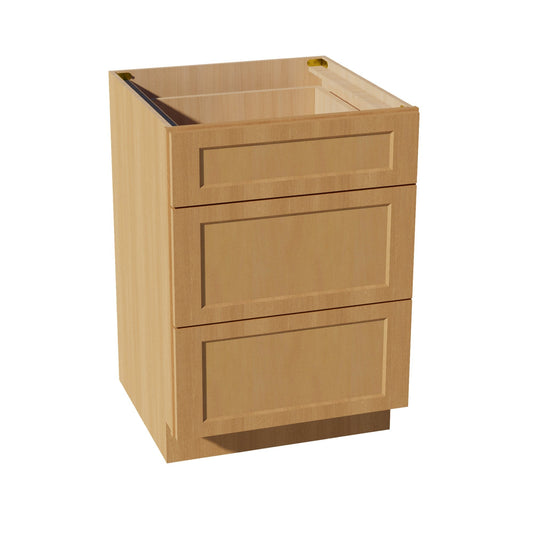 DB24-2-ST  Base Cabinet 3 Drawers - Shaker Style - Timber   24"W x 34-1/2"H x 24"D