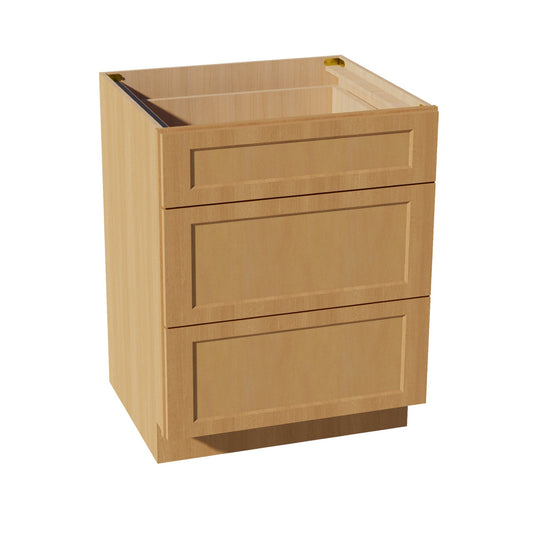 DB27-ST  Base Cabinet 3 Drawers - Shaker Style - Timber   27"W x 34-1/2"H x 24"D