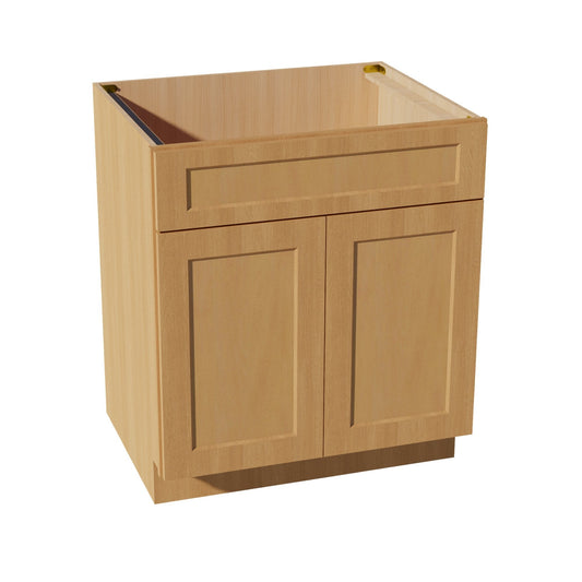 SB30-ST  Sink Base Cabinet 2 Door 2 False Drawer  - Shaker Style - Timber   30"W x 34-1/2"H x 24"D