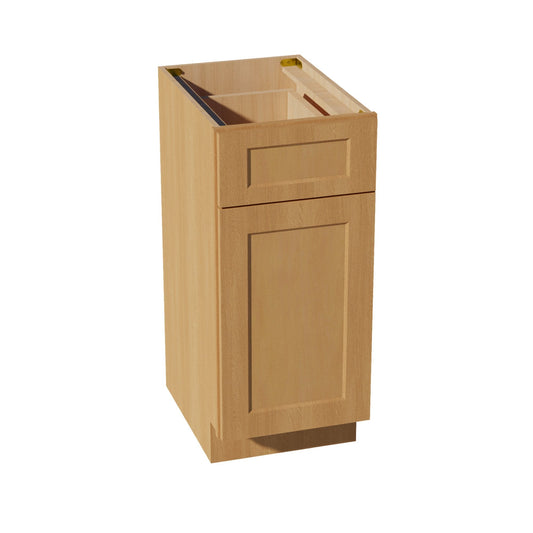 VB1521-ST: Shaker Timber 15"W x 34-1/2"H x 21"D 1 Door & 1 Drawer Single Door Vanity Base Cabinets