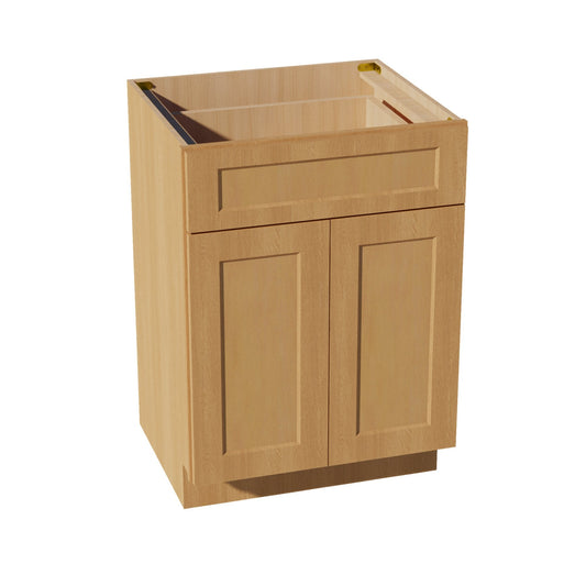 VB2421-ST: Shaker Timber 24"W x 34-1/2"H x 21"D 2 Doors & 1 Drawer Double Door Vanity Base Cabinets