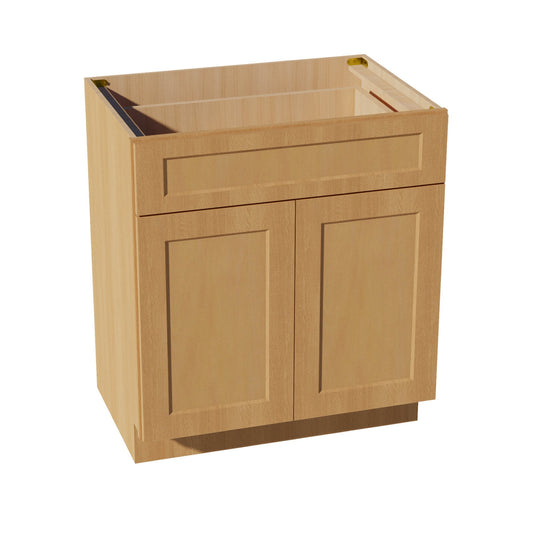 VB3021-ST: Shaker Timber 30"W x 34-1/2"H x 21"D 2 Doors & 1 Drawer Double Door Vanity Base Cabinets