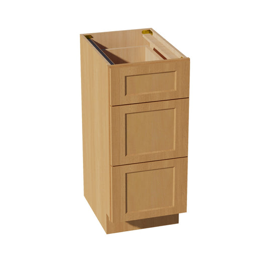 VDB1521-ST: Shaker Timber 15"W x 34-1/2"H x 21"D  3 Drawers Vanity Base Cabinets