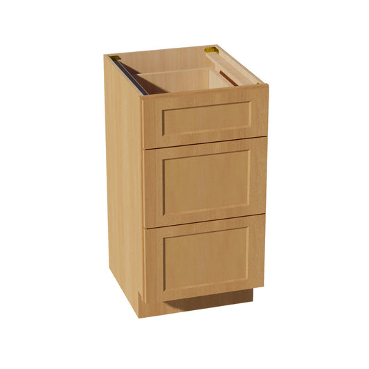 VDB1821-ST: Shaker Timber 18"W x 34-1/2"H x 21"D  3 Drawers Vanity Base Cabinets