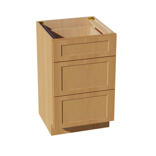 VDB2121-ST: Shaker Timber 21"W x 34-1/2"H x 21"D  3 Drawers Vanity Base Cabinets