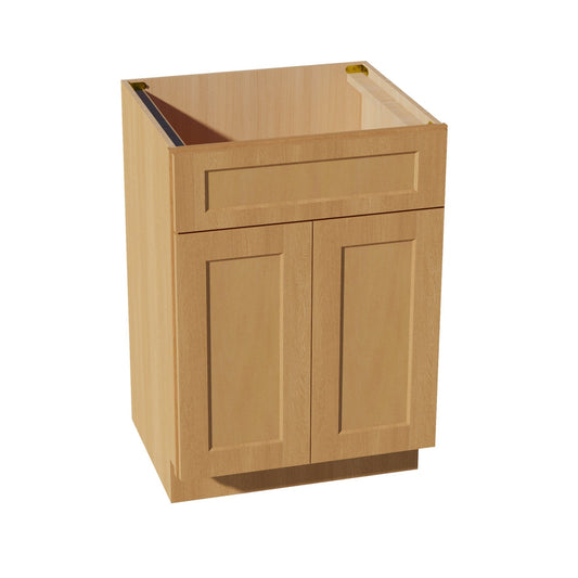 VSB2421-ST: Shaker Timber 24"W x 34-1/2"H x 21"D 2 Doors & 1 False Drawer Vanity Sink Base Cabinets