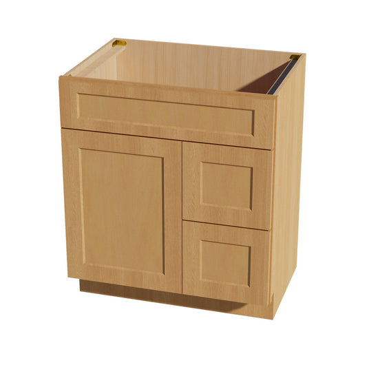 VSD3021R-ST  Vanity Sink Base 2 Doors & 2 Right Drawers Offset - Shaker Style - Timber   30"W x 34-1/2"H x 21"D